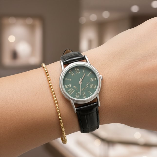 Custom Green Mr & Mrs Wedding Watch for Couples Armbandsur (Custom Mr and Mrs His and Hers Wedding, Newlywed, Husband & Wife Watch Gift for Him or Her)