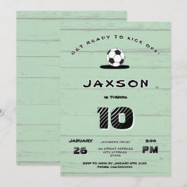 Custom Green Soccer Birthday Invitation Inbjudningar