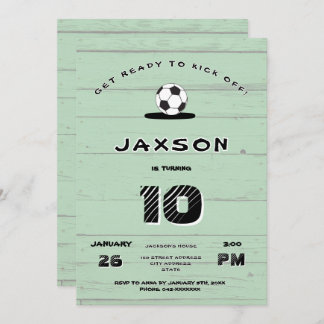 Custom Green Soccer Birthday Invitation Inbjudningar
