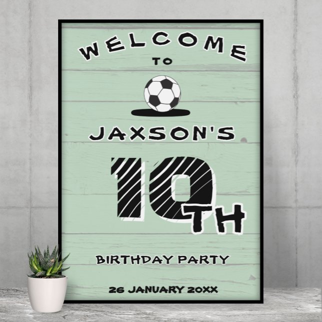 Custom Green Soccer Birthday Welcome Poster (Skapare uppladdad)