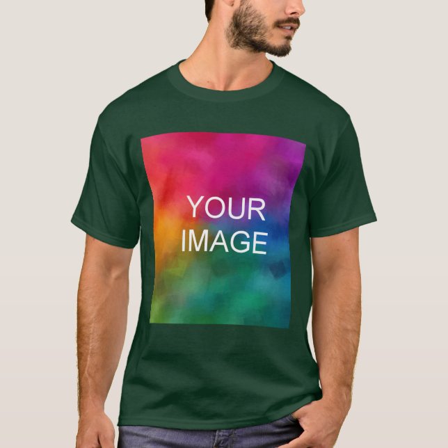 Custom Green Upload Your Image Logo Photo Mens T Shirt (Framsida)