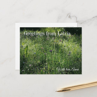 Custom Greetings from Latvia Wildflower Photograph Vykort