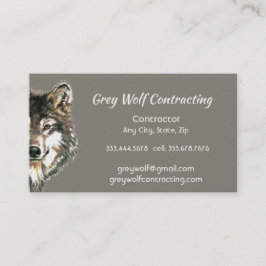 Custom Grey Wolf Contractor Visitkort