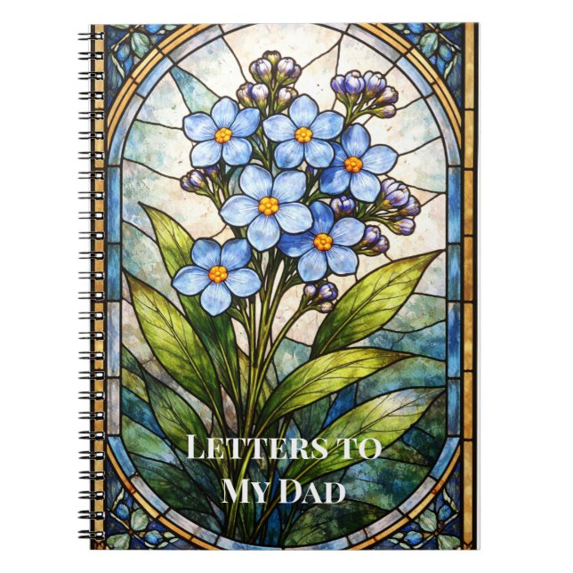 Custom Grief Journal Forget Me Not Stained Glass  Anteckningsbok (Framsidan)