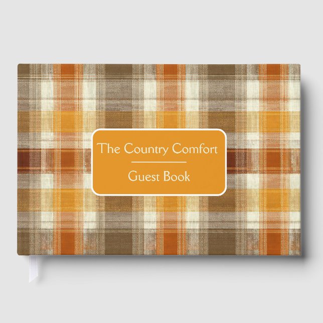 Custom Guest Book Gingham Style Vacation Rentals Gästböcker (Framsida)