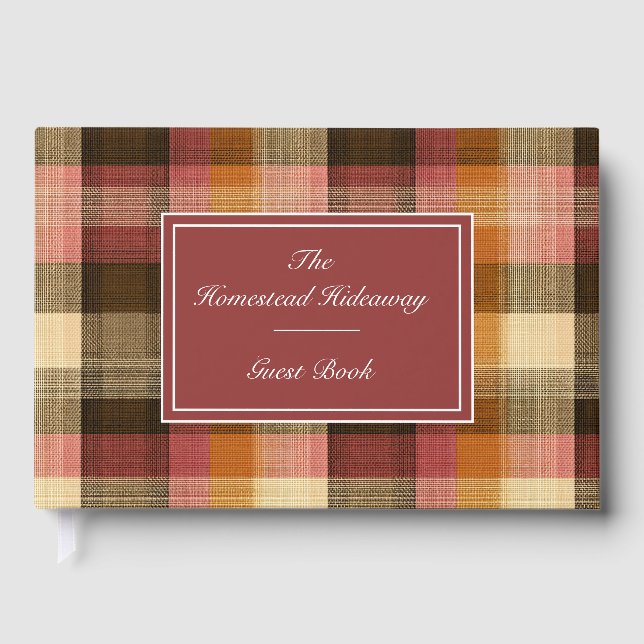 Custom Guest Book Gingham Style Vacation Rentals Gästböcker (Framsida)