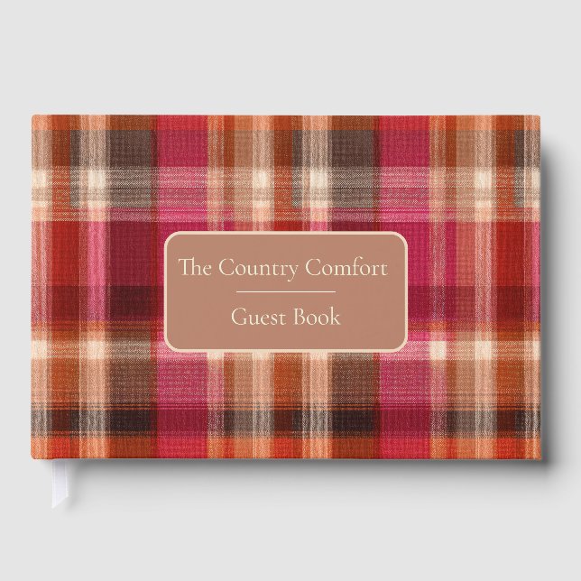 Custom Guest Book Gingham Style Vacation Rentals Gästböcker (Framsida)