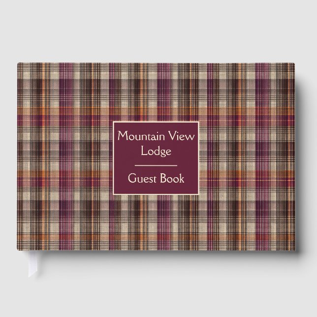 Custom Guest Book Gingham Style Vacation Rentals Gästböcker (Framsida)