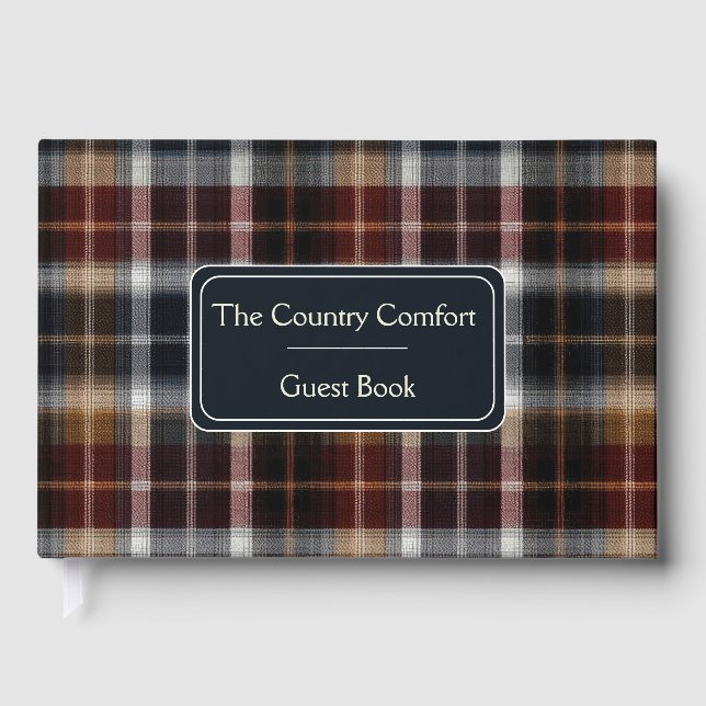 Custom Guest Book Gingham Style Vacation Rentals Gästböcker (Framsida)