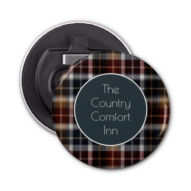 Custom Guest Coaster Gingham Vacation Rentals Flasköppnare (Framsidan)