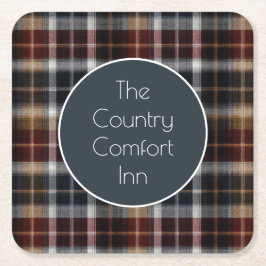 Custom Guest Coaster Gingham Vacation Rentals Underlägg Papper Kvadrat
