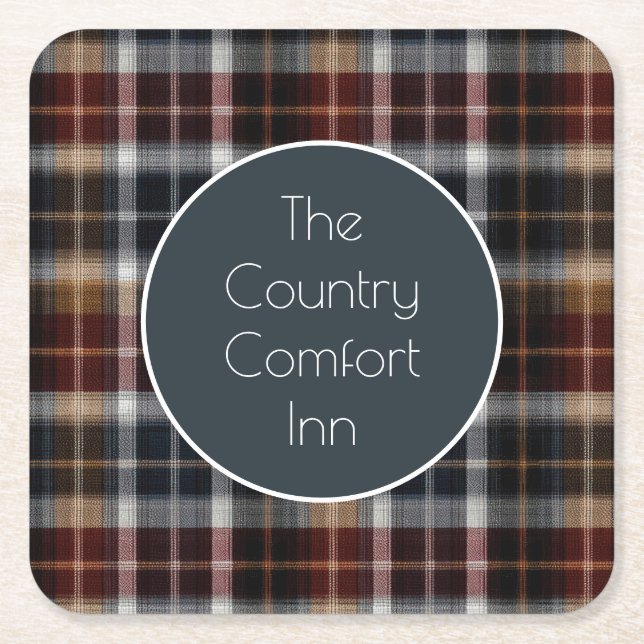 Custom Guest Coaster Gingham Vacation Rentals Underlägg Papper Kvadrat (Framsidan)