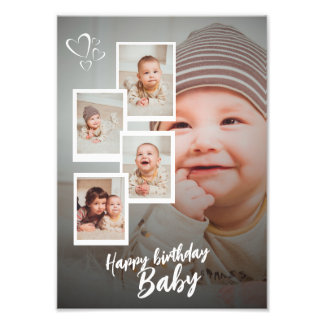 Custom Happy Birthday Baby Photo Collage Plaque Fototryck