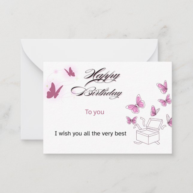 Custom Happy Birthday Card | Personalized Name & M Anteckningskort (Framsida)