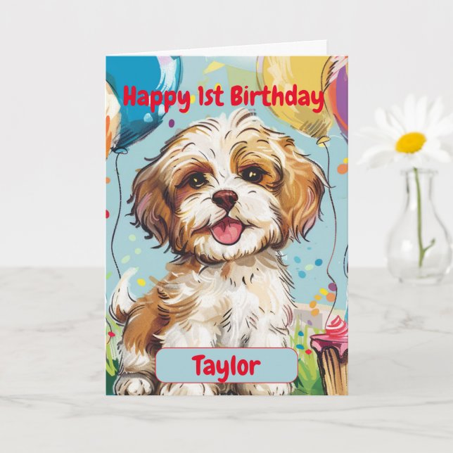 Custom Happy Birthday Congratulations, Havanese,   Kort (Liten växt)