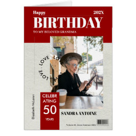 Custom Happy Birthday Photo Magazine Cover Card Hälsningskort