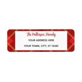 Custom Happy Holidays Fun Classic Plaid Red Returadress Etikett
