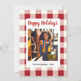 Custom Happy Holidays Fun Plaid Red Green Photo Julkort