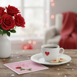 Custom Happy Valentine’s Day Rose  Pappersservett