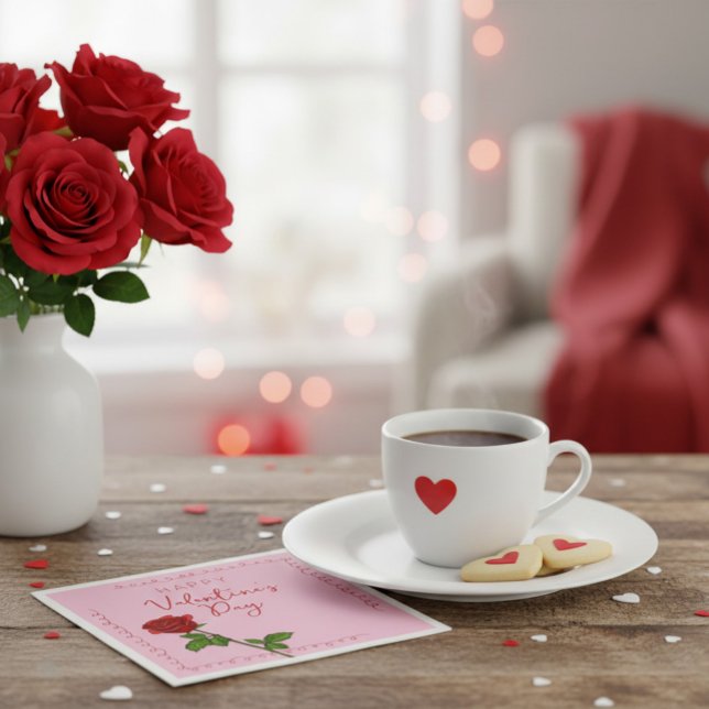 Custom Happy Valentine’s Day Rose  Pappersservett (Skapare uppladdad)