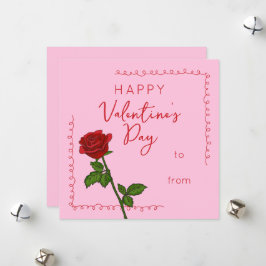 Custom Happy Valentine’s Day Rose Square Julkort