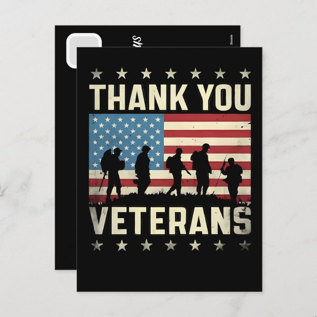 Custom Happy Veterans Day! Thank You Cards 2025 Helg Vykort (Fram/baksida)