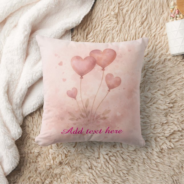 Custom Heart Balloon Throw Pillow Kudde (Filt)