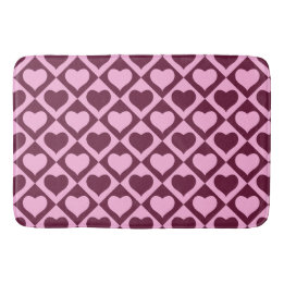 Custom Heart Checkerboard Pattern Bordeaux Pink -  Badrumsmatta