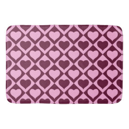 Custom Heart Checkerboard Pattern Bordeaux Pink -  Badrumsmatta