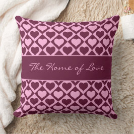 Custom Heart Checkerboard Pattern Bordeaux Pink -  Kudde