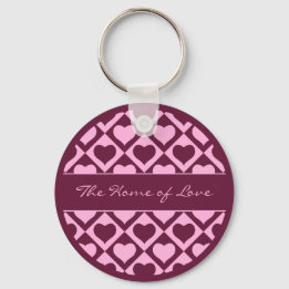 Custom Heart Checkerboard Pattern Bordeaux Pink -  Nyckelring