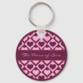 Custom Heart Checkerboard Pattern Bordeaux Pink -  Nyckelring