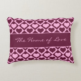 Custom Heart Checkerboard Pattern Bordeaux Pink -  Prydnadskudde