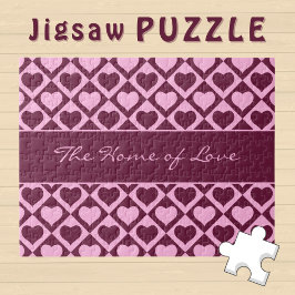 Custom Heart Checkerboard Pattern Bordeaux Pink -  Pussel