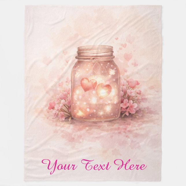 Custom Heart Jar Blanket - Romantic Gift Fleecefilt (Framsidan)
