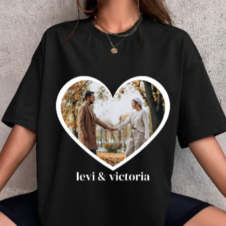 custom heart photo and text for Valentines day  T Shirt