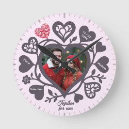 Custom Heart Photo Romantic Wall Clock Rund Klocka