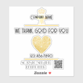 Custom HEART Thank GOD For Business Logo THANK YOU Klistermärken