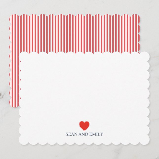 Custom Heart Valentine Love Wedding Stationary Tack Kort (Fram/baksida)