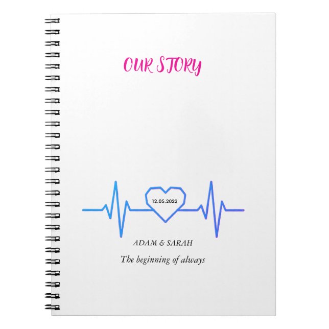 Custom Heartbeat Photo Notebook - Personalized Dat Anteckningsbok (Framsidan)