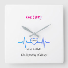 Custom Heartbeat Wall Clock - Personalized Anniver Fyrkantig Klocka