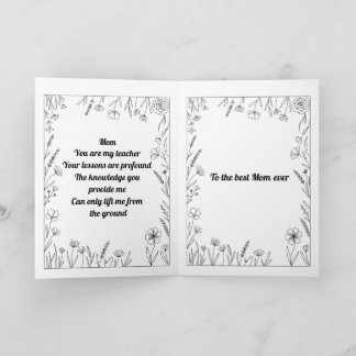 Custom Heartfelt Mother's Day Poem Card Kort