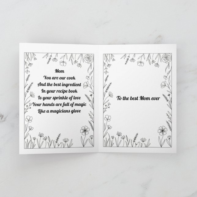 Custom Heartfelt Mother's Day Poem Card. Kort (Inuti)