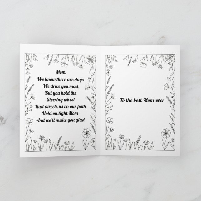 Custom Heartfelt Mother's Day Poem Card. Kort (Inuti)