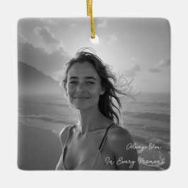 Custom Her Portrait – Simple Photo Gift for Her Julgransprydnad Keramik