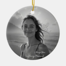 Custom Her Portrait – Simple Photo Gift for Her Julgransprydnad Keramik