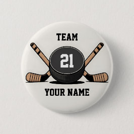 Custom Hockey Puck and Sticks Keychain Knapp