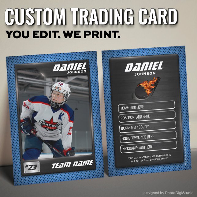 Custom Hockey Trading Card, Blue Graphite Player (Custom Hockey Trading Card, Blue Graphite Player Card)