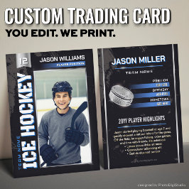 Custom Hockey Trading Card, Blue Power Player