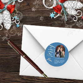 Custom Holiday Return Address Label Add Your PHOTO Runt Klistermärke